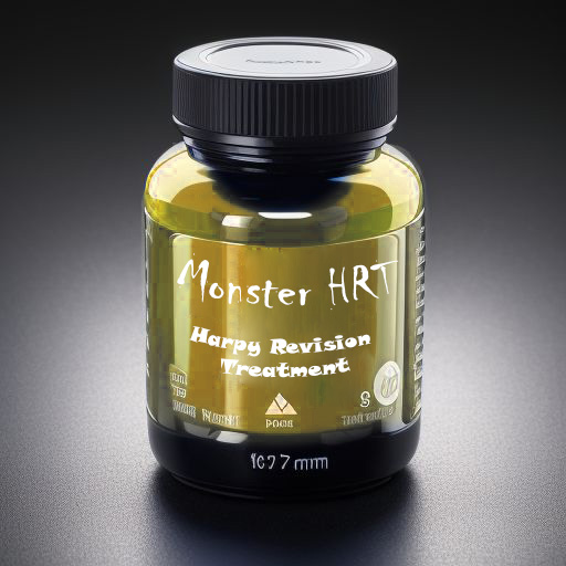 yellow pill bottle labeled 'harpy revision treatment'