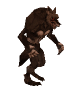 3d gif of a werewolf walking.