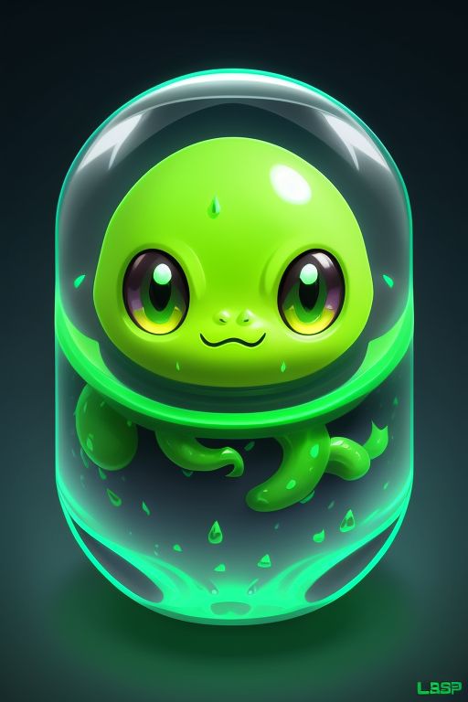 ai portrait of green amorphous slime.